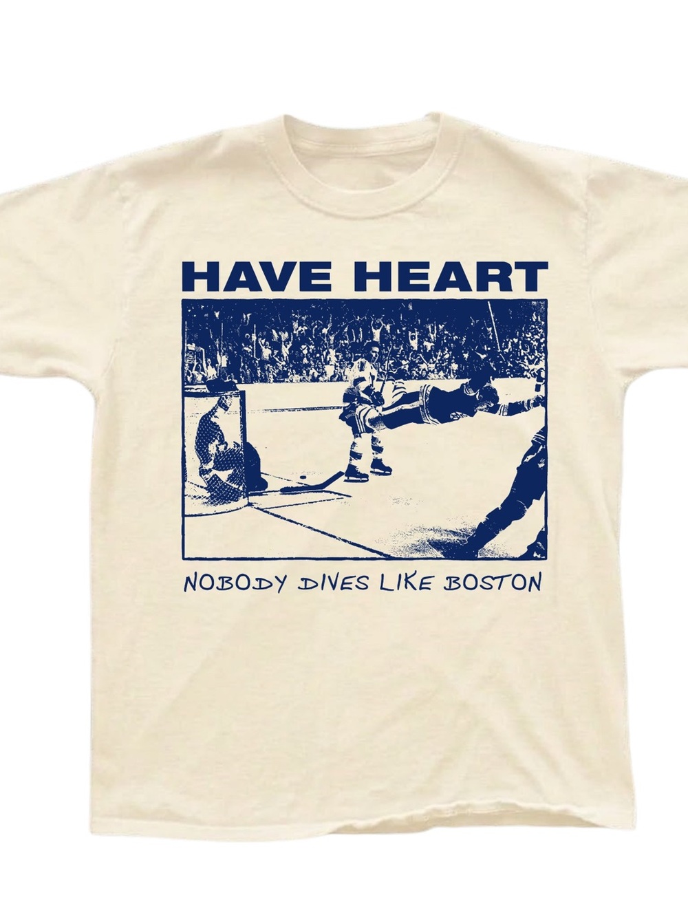 Gildan Cream Short Sleeve Tee with Navy Graphic "Have Heart", For Her, For Him